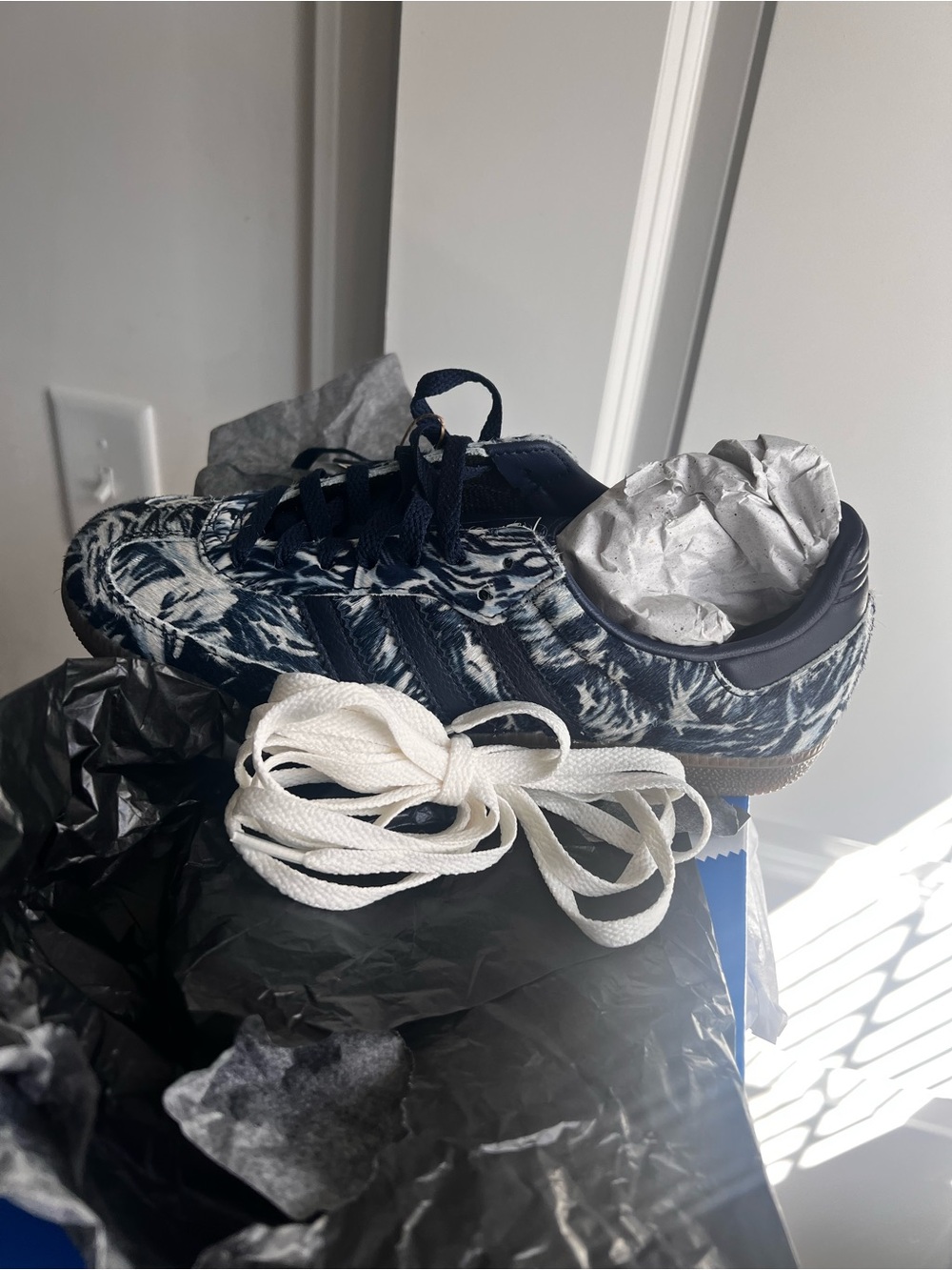 adidas Kids Navy and White Patterned Sneakers